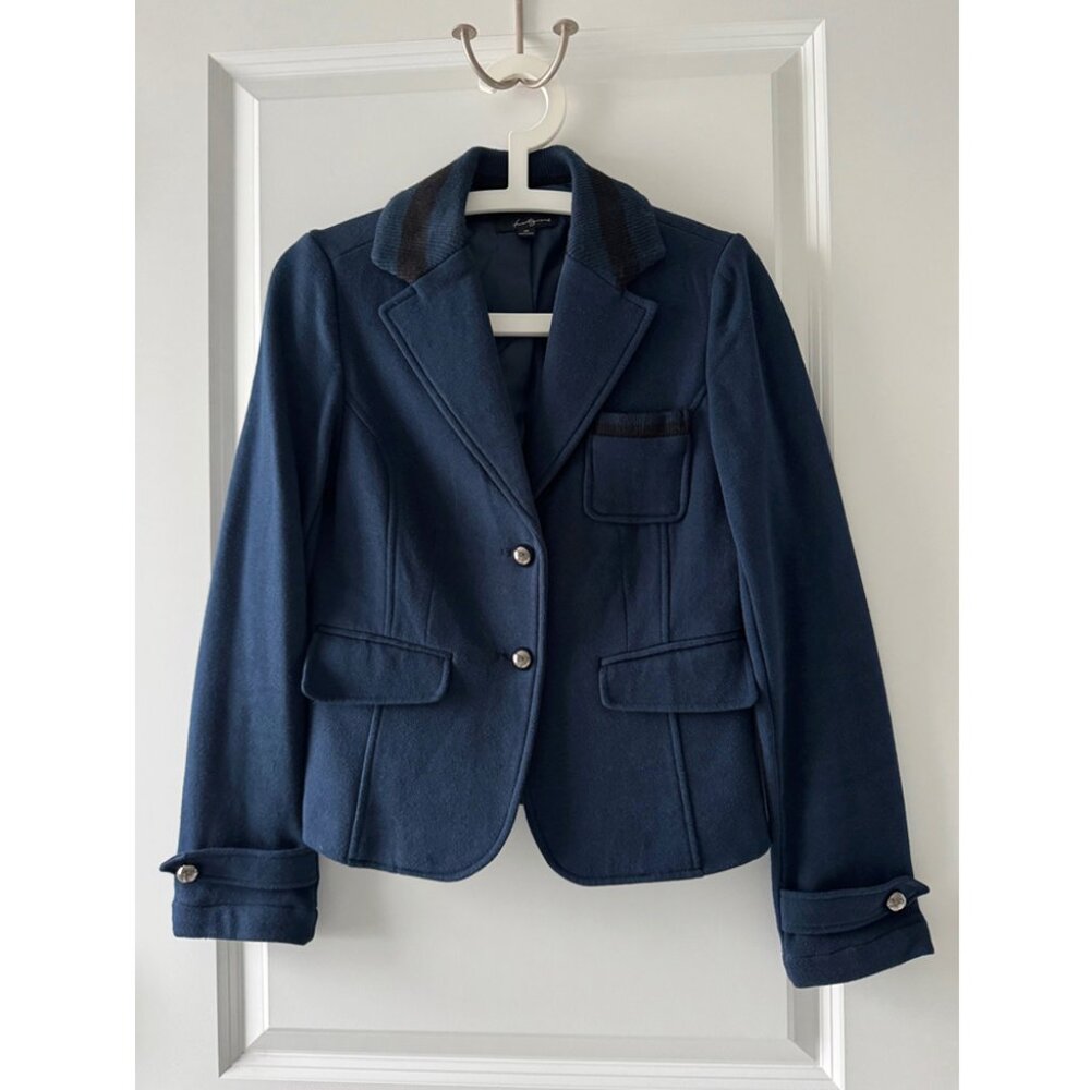 Forever 21 Navy Equestrian-Inspired Blazer – Knit Collar Detail – Size M